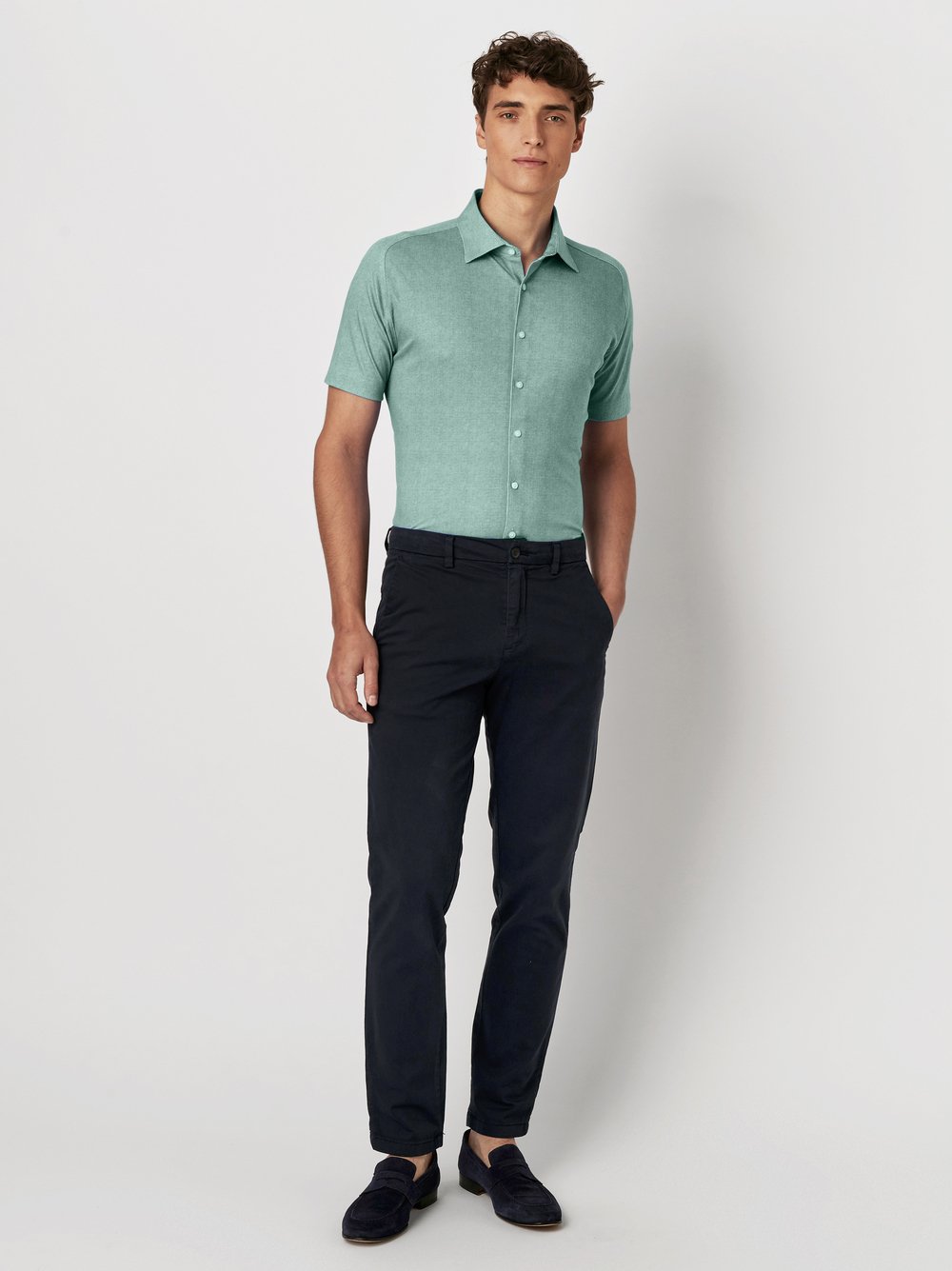Shirt Casual Kent light green oxford outfit view Shirt Casual Kent light green oxford outfit view