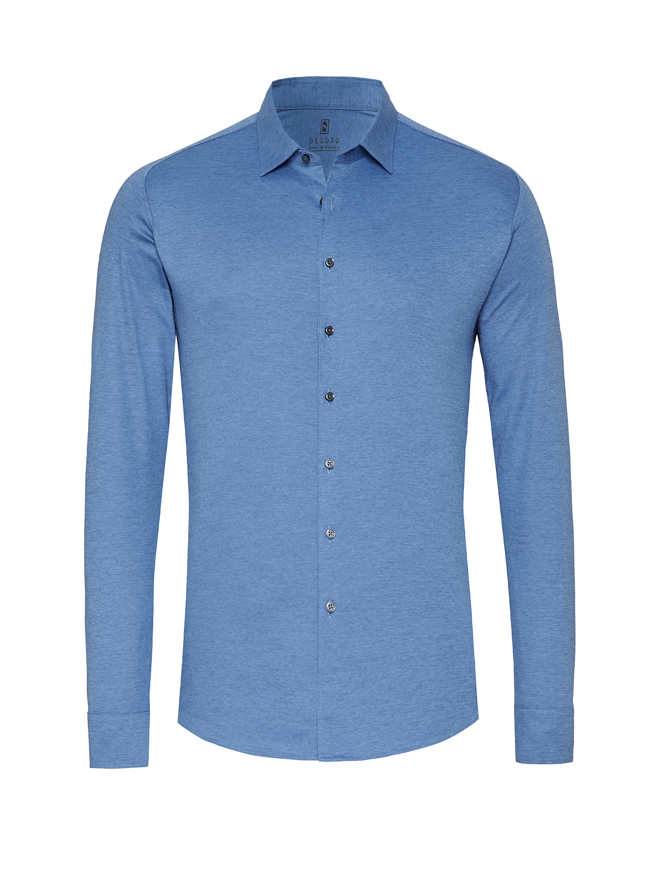 Mens shirt casual kent in dove blue pique, product view