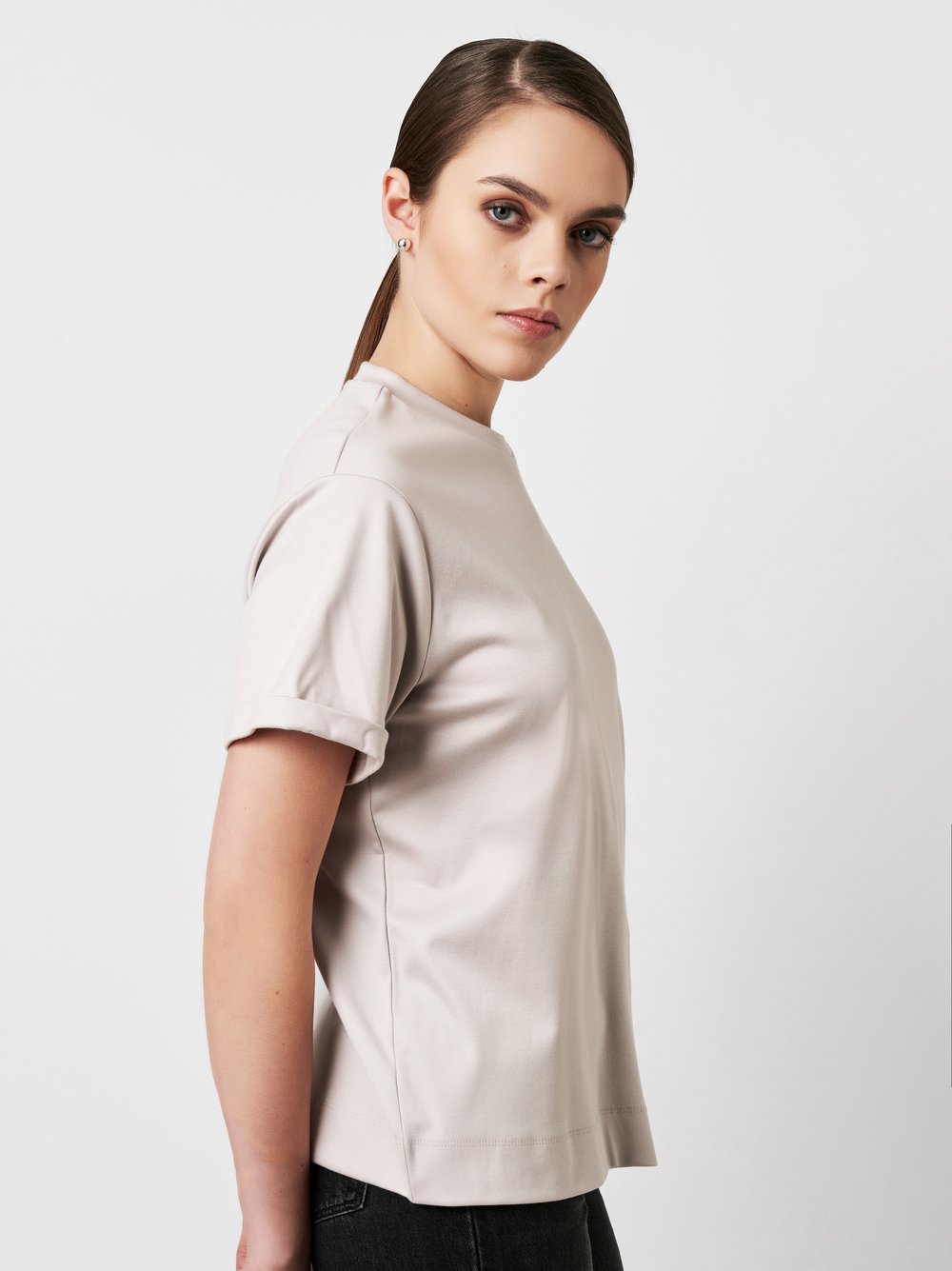 Shirt Alexa taupe front view Shirt Alexa taupe front view