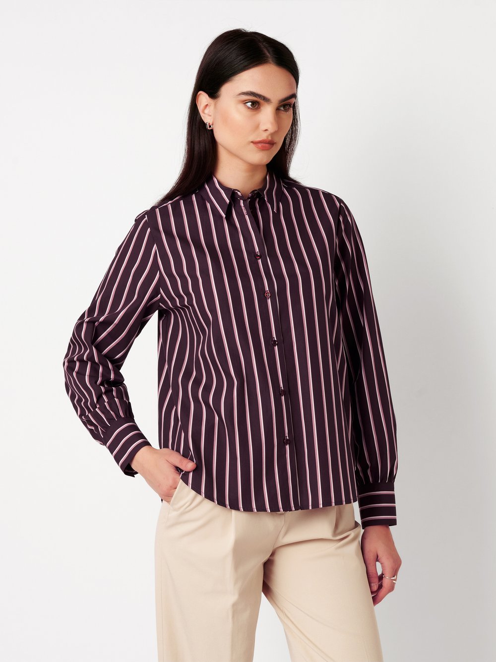 Bluse | Style »Lizzy« striped burgundy rosé