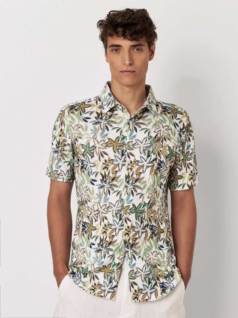 Hemd Casual Kent palm trees on white Vorderansicht Hemd Casual Kent palm trees on white Vorderansicht