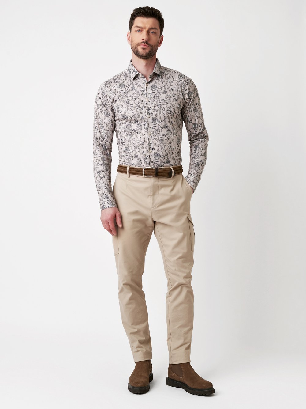 Hemd Casual Kent sand flower corduroy Outfitansicht