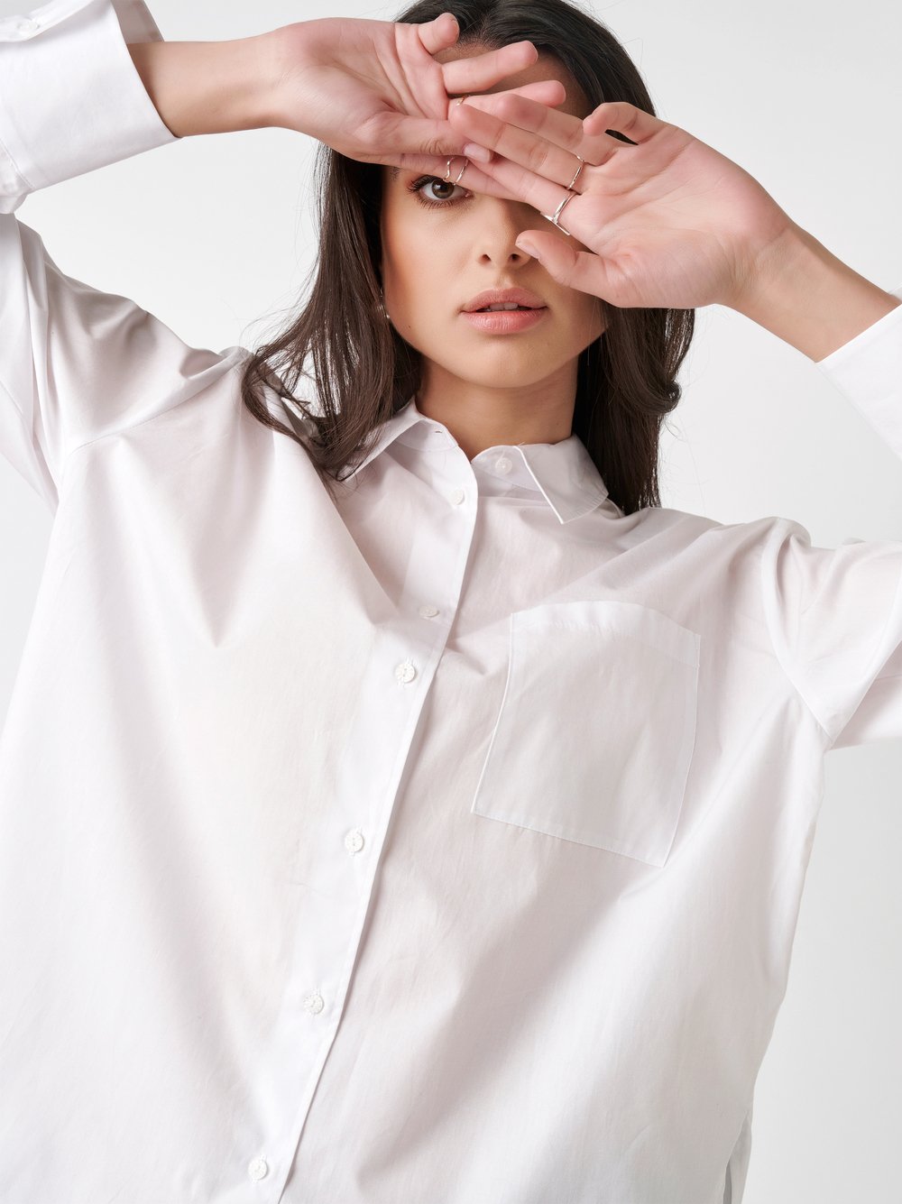 Blouse Finja white popeline detail view Blouse Finja white popeline detail view