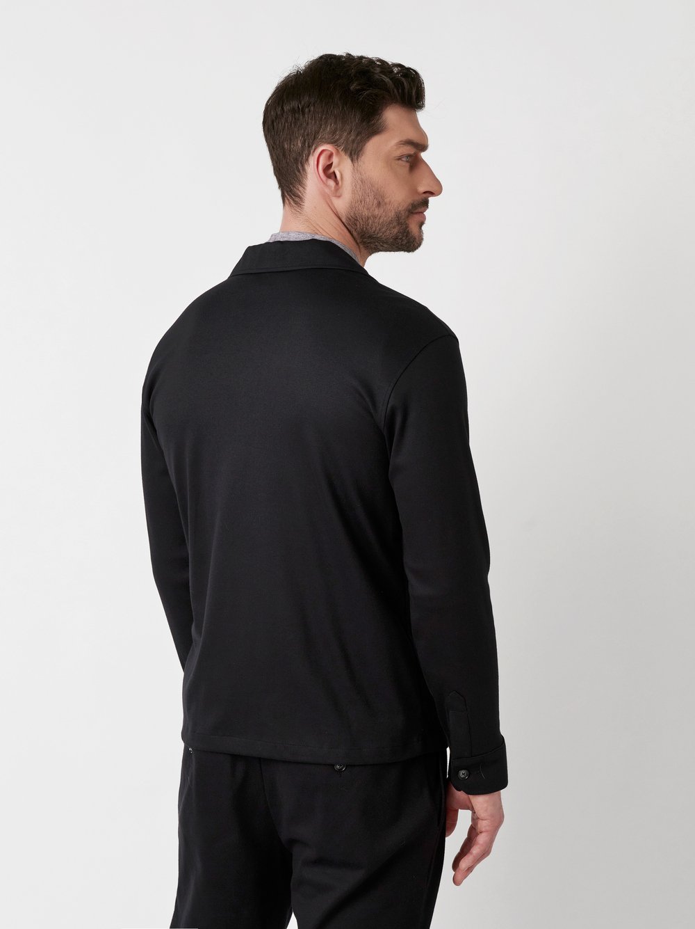 Hemd Casual Overshirt Revers black Rueckansicht Hemd Casual Overshirt Revers black Rueckansicht