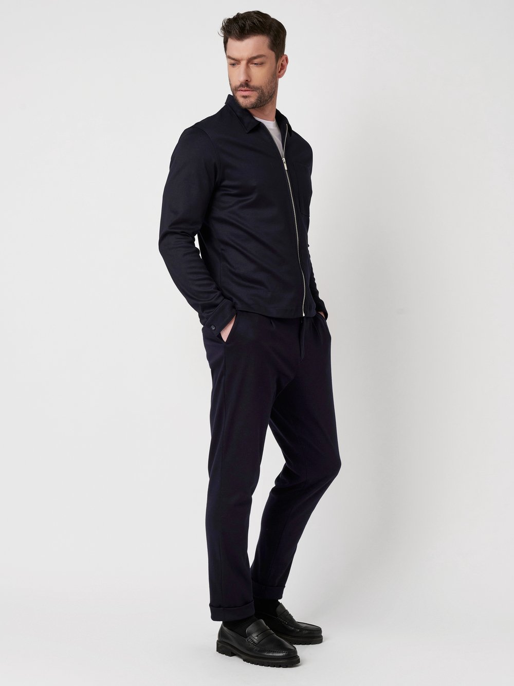 Jacket Luxury Two Ply Jacket Solid galaxy blue outfit view