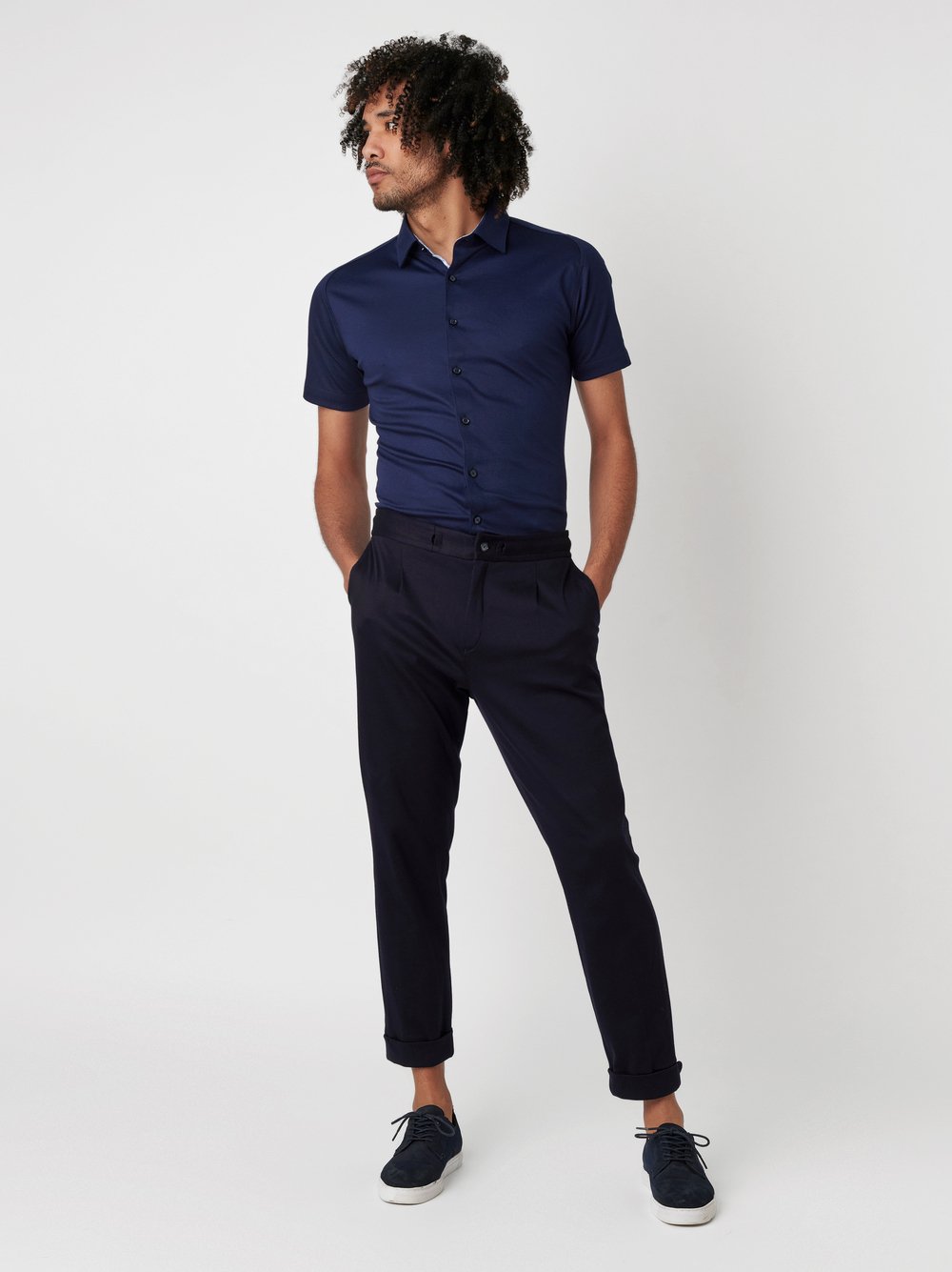 Hemd Casual Kent solid dark navy Outfitansicht