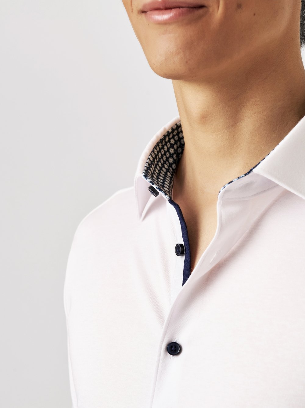 Hemd Casual Kent solid white Detailansicht