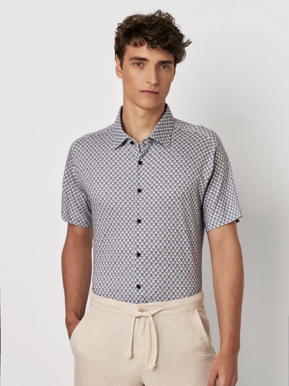 Shirt | Style »Casual Kent« denimblue flowers
