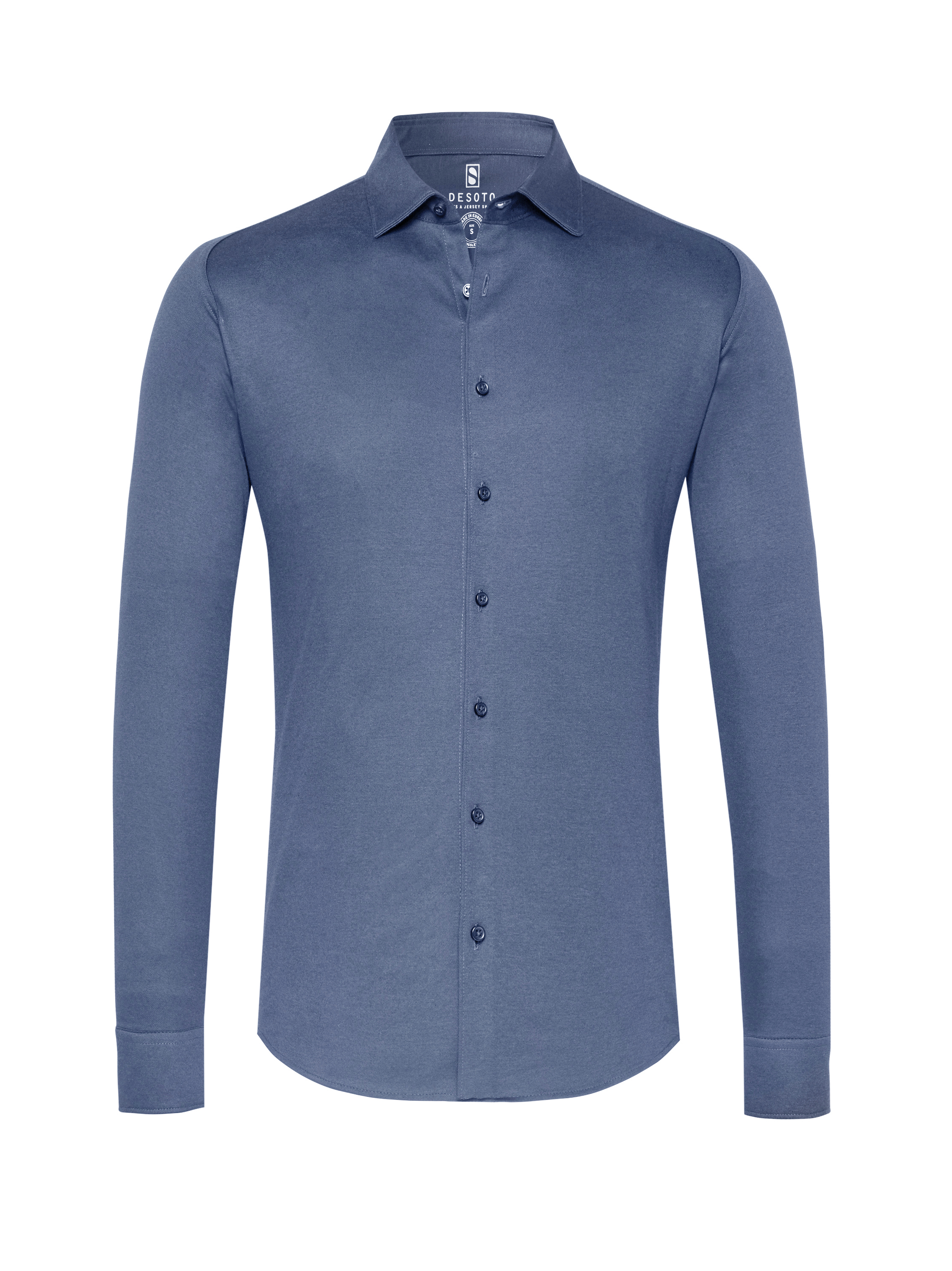 Mens shirt casual kent in blue pique, product view